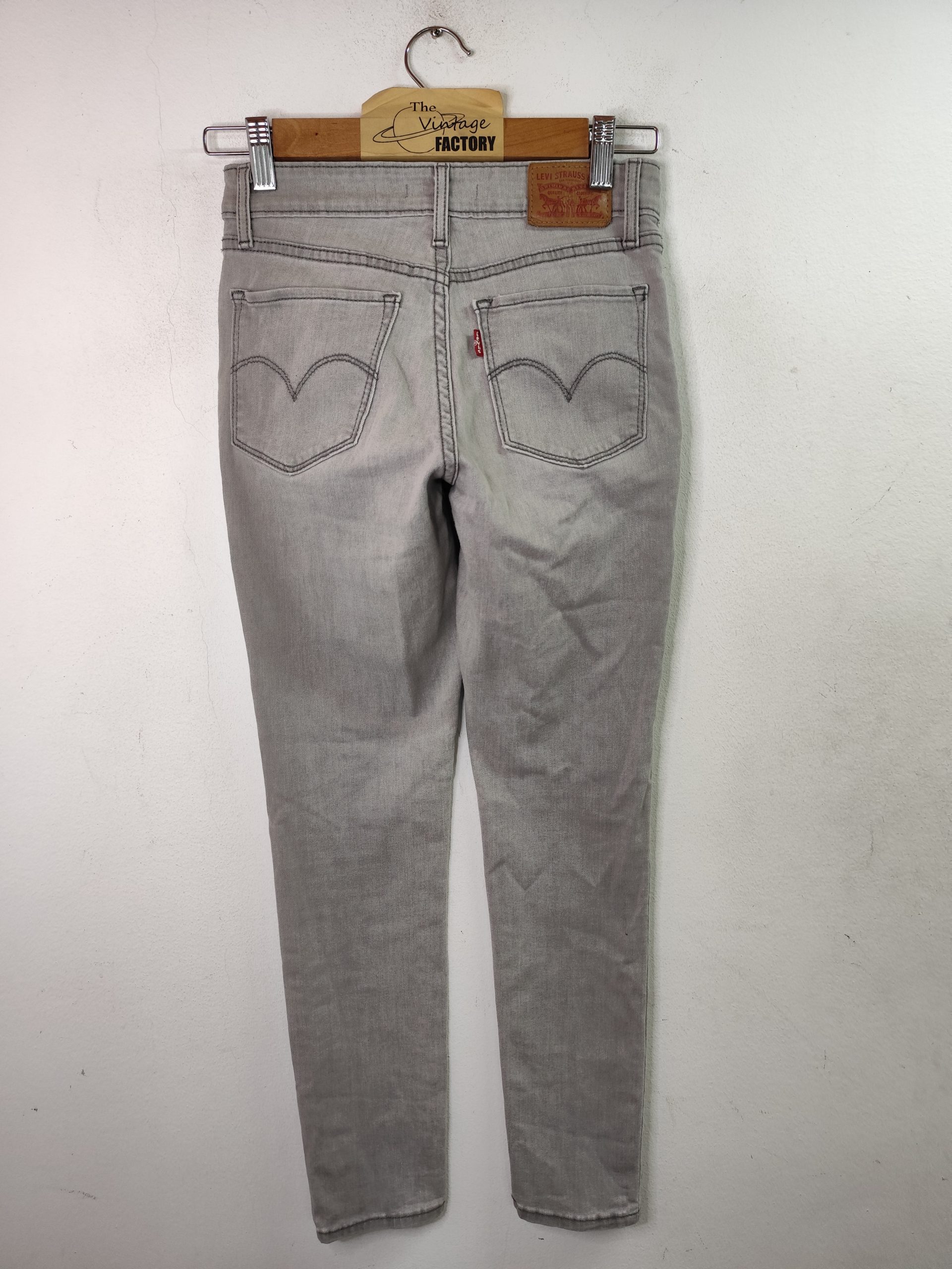 Levi's 711 jeans pants skinny light grey XS S - Imagen 3