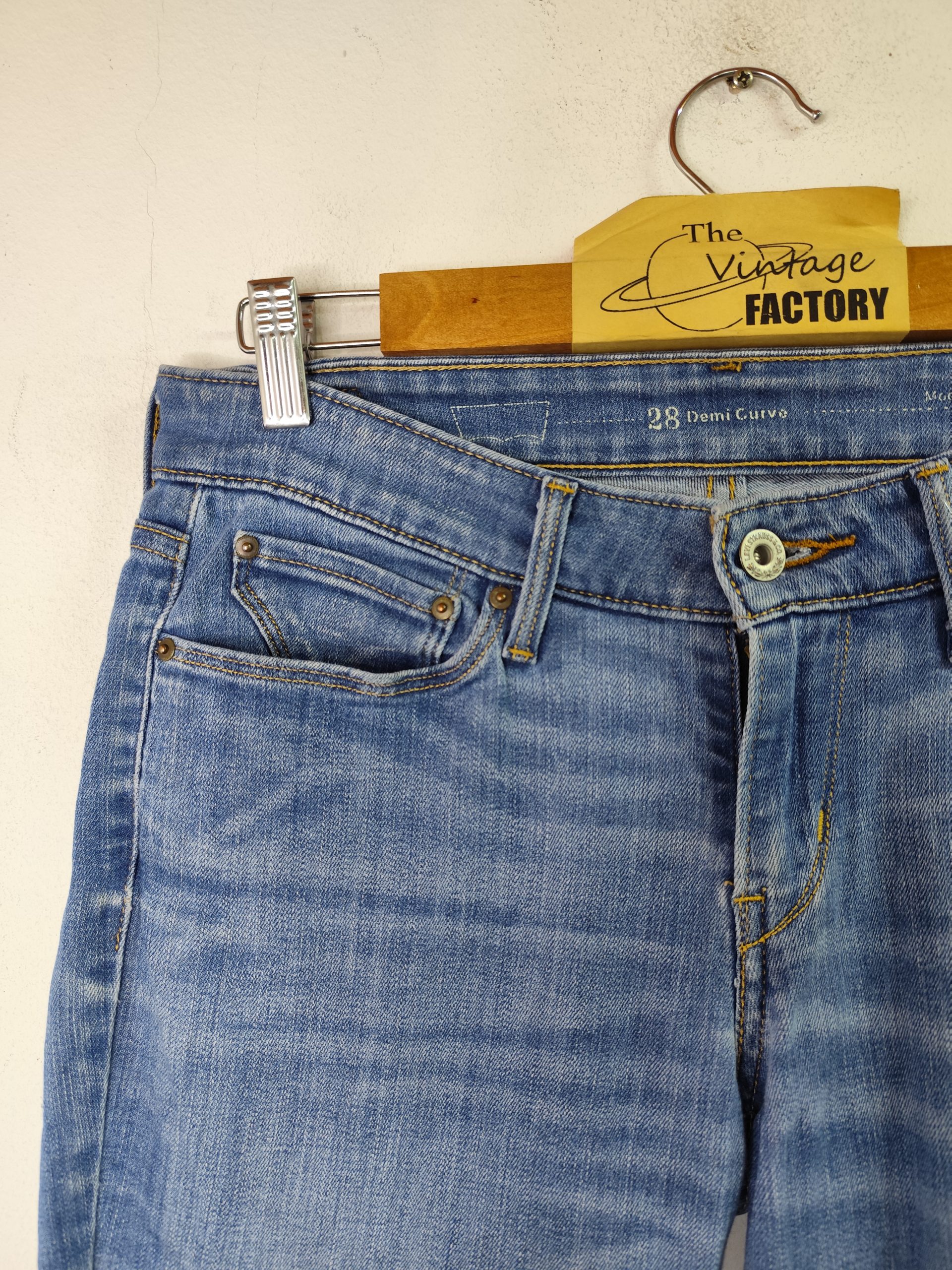 Levi's Demi curve jeans pants modern rise skinny Worn blue M - Imagen 2