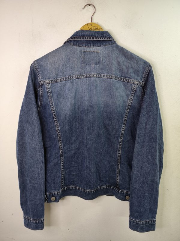 Sisley Vintage 00s Y2K Denim Jacket Worn Dark Blue M L - Imagen 4