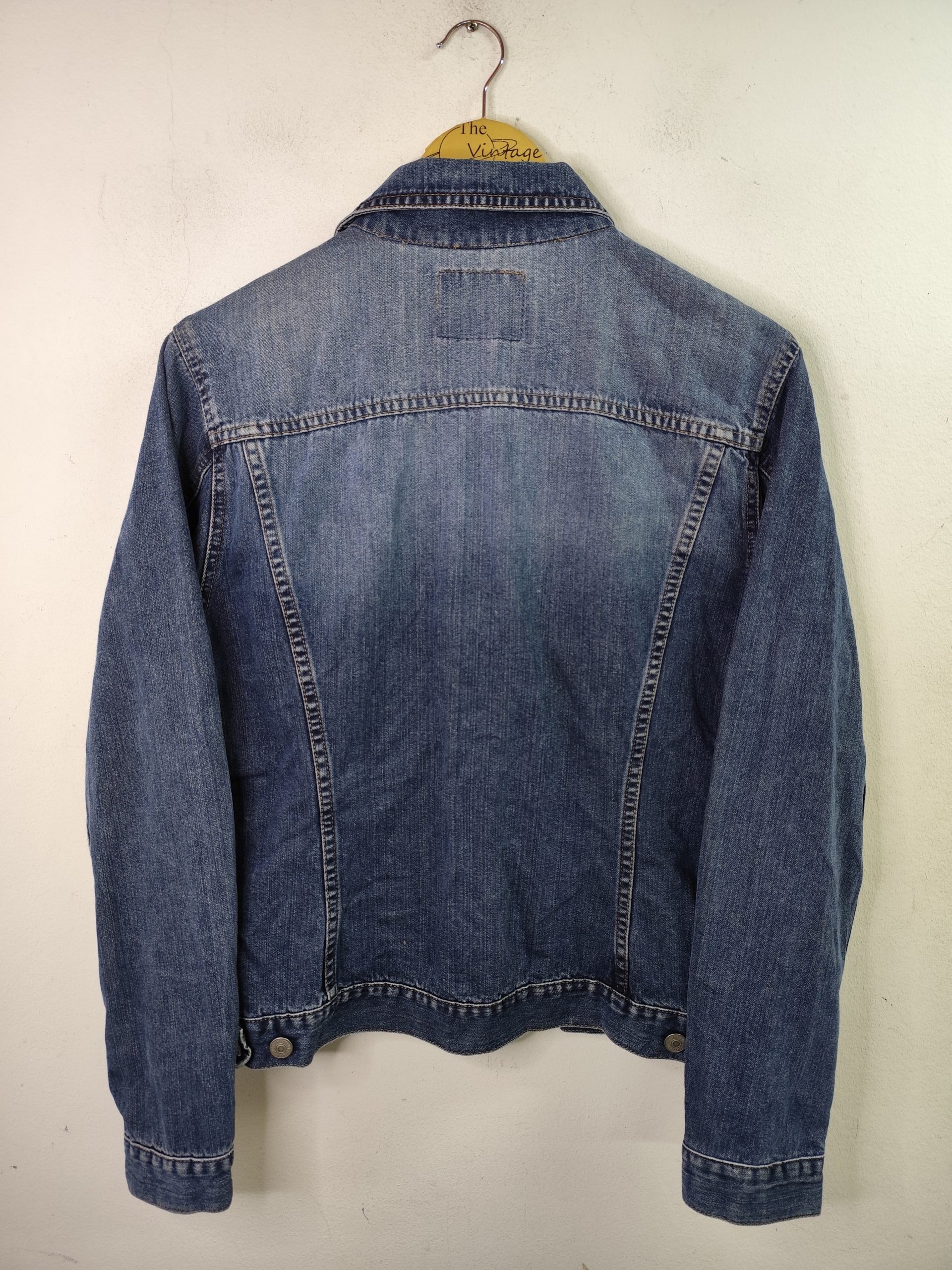 Sisley Vintage 00s Y2K Denim Jacket Worn Dark Blue M L - Imagen 4