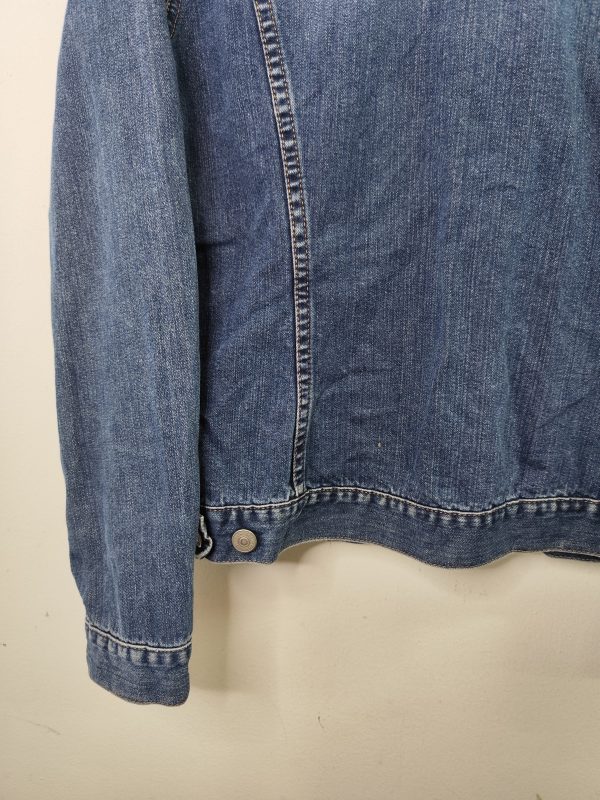 Sisley Vintage 00s Y2K Denim Jacket Worn Dark Blue M L - Imagen 5