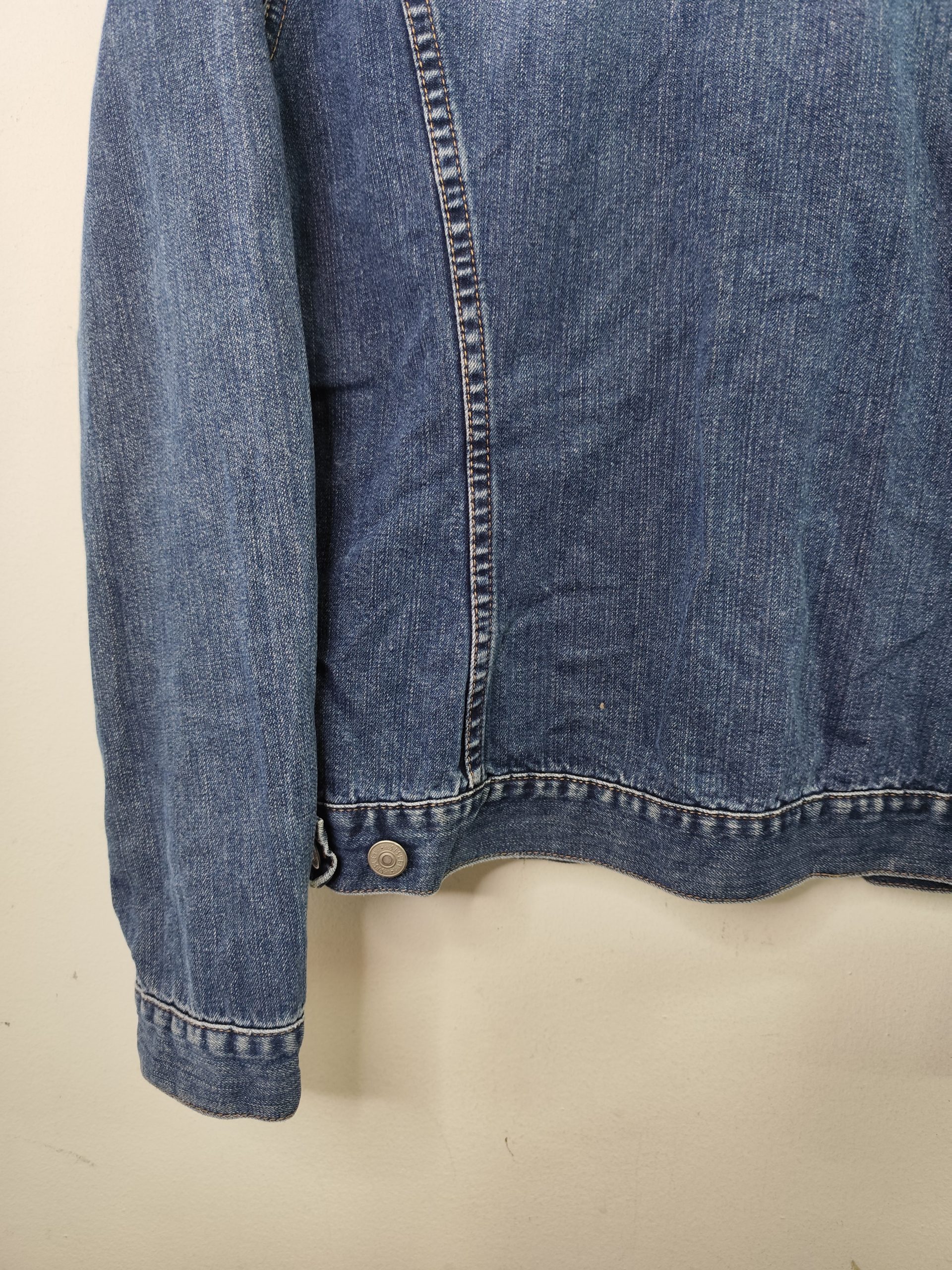 Sisley Vintage 00s Y2K Denim Jacket Worn Dark Blue M L - Imagen 5