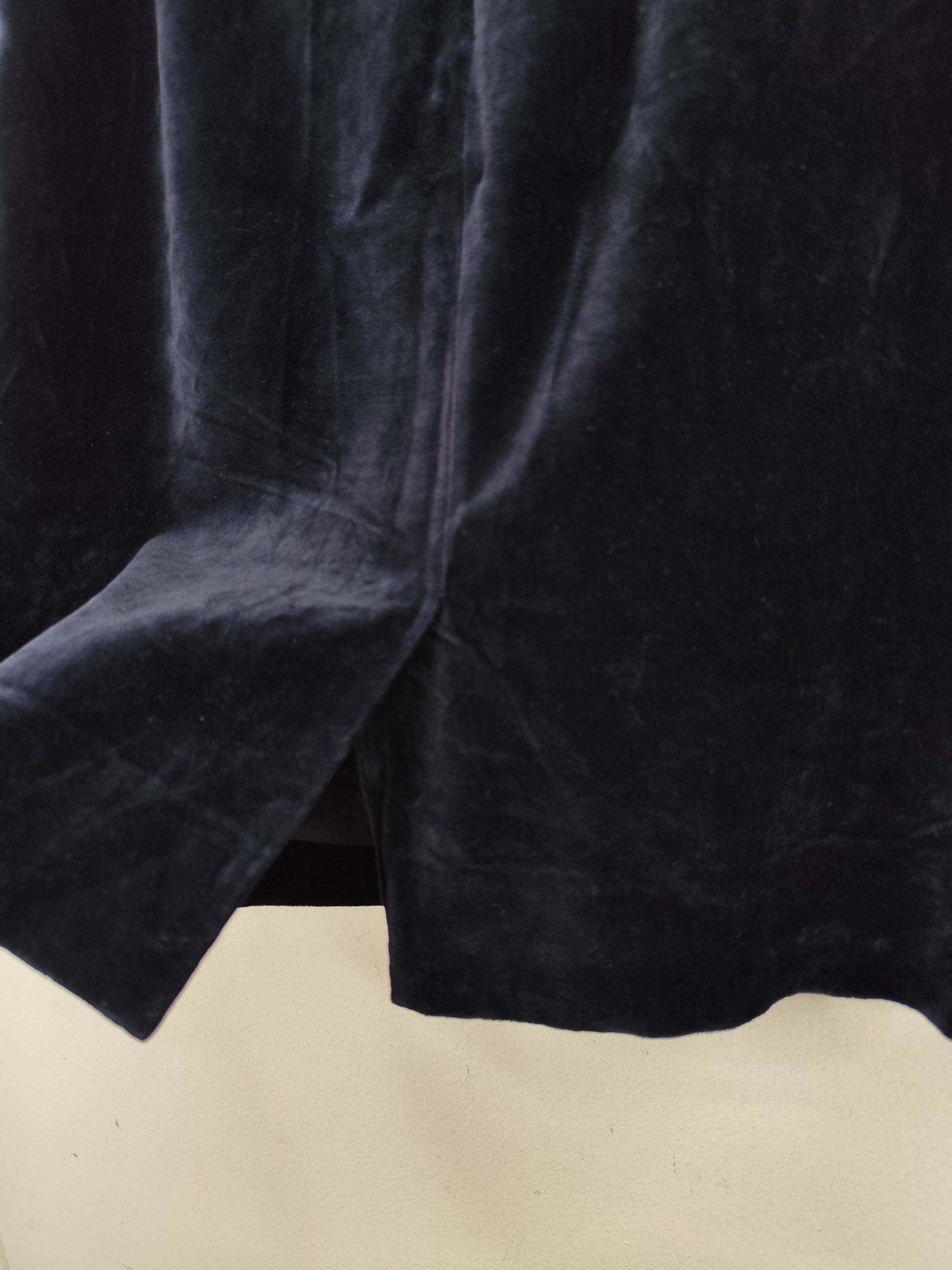 Burberrys Vintage Velvet Cotton Skirt Dark Blue midi L XL - Imagen 4