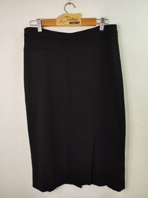 Burberry Wool Skirt Double Slit Black & Large L XL