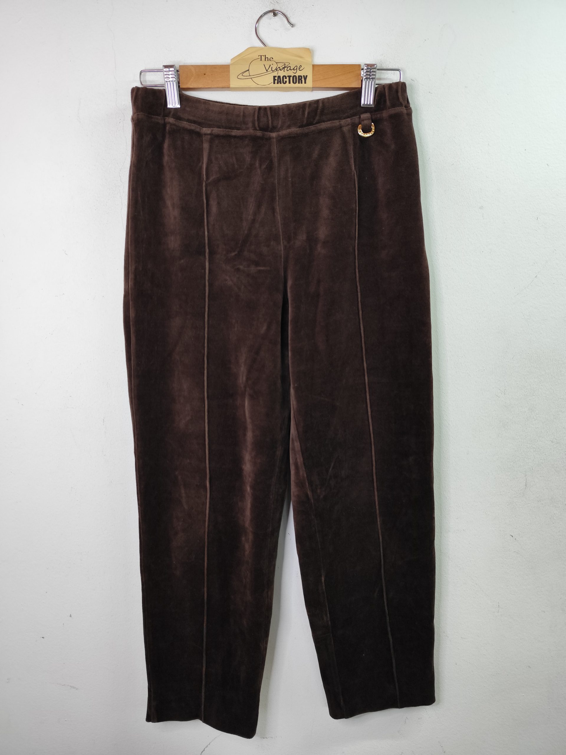 Burberrys vintage Ankle pants elastic Velvet & Dark Brown S M