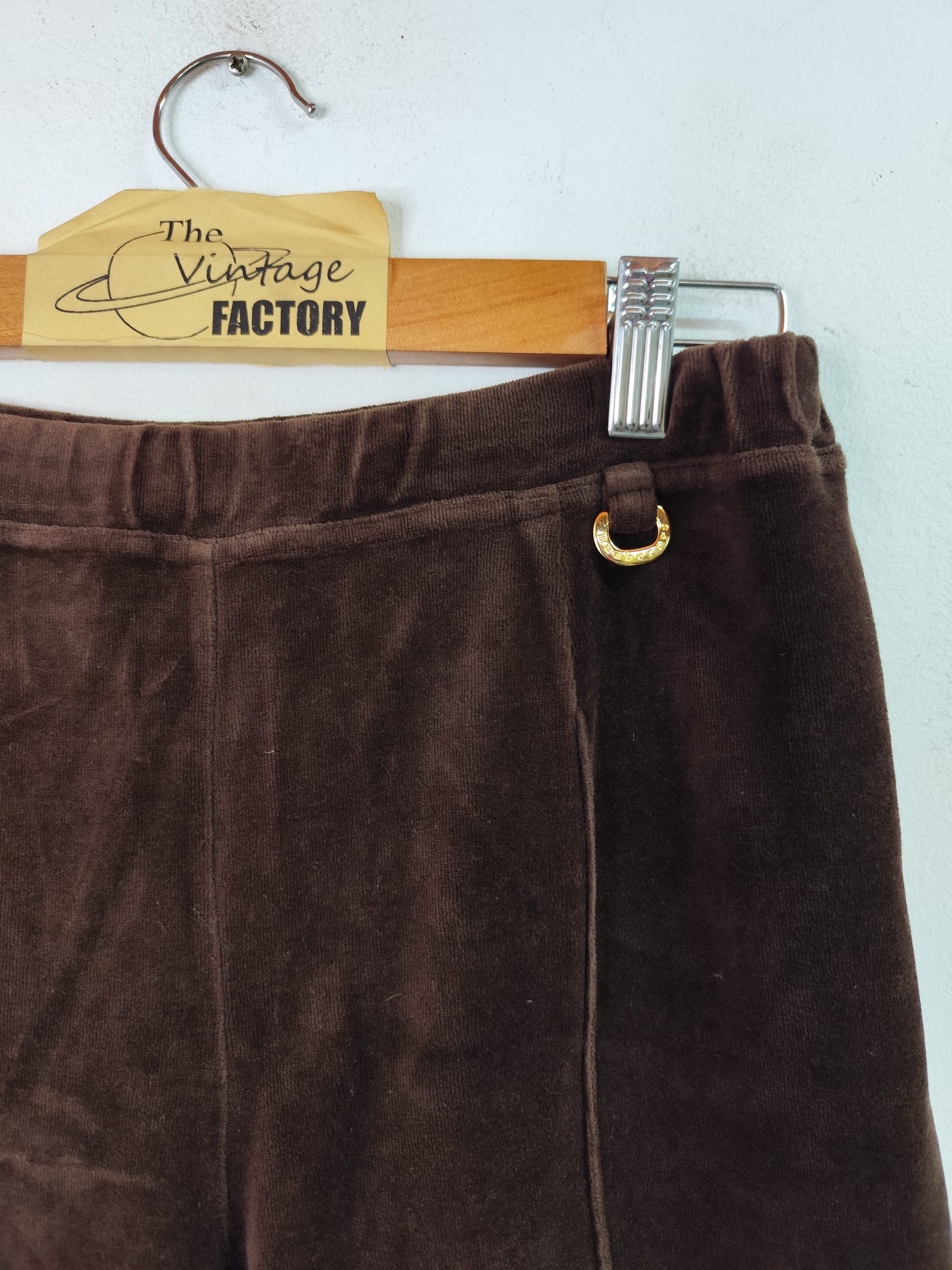 Burberrys vintage Ankle pants elastic Velvet & Dark Brown S M - Imagen 2