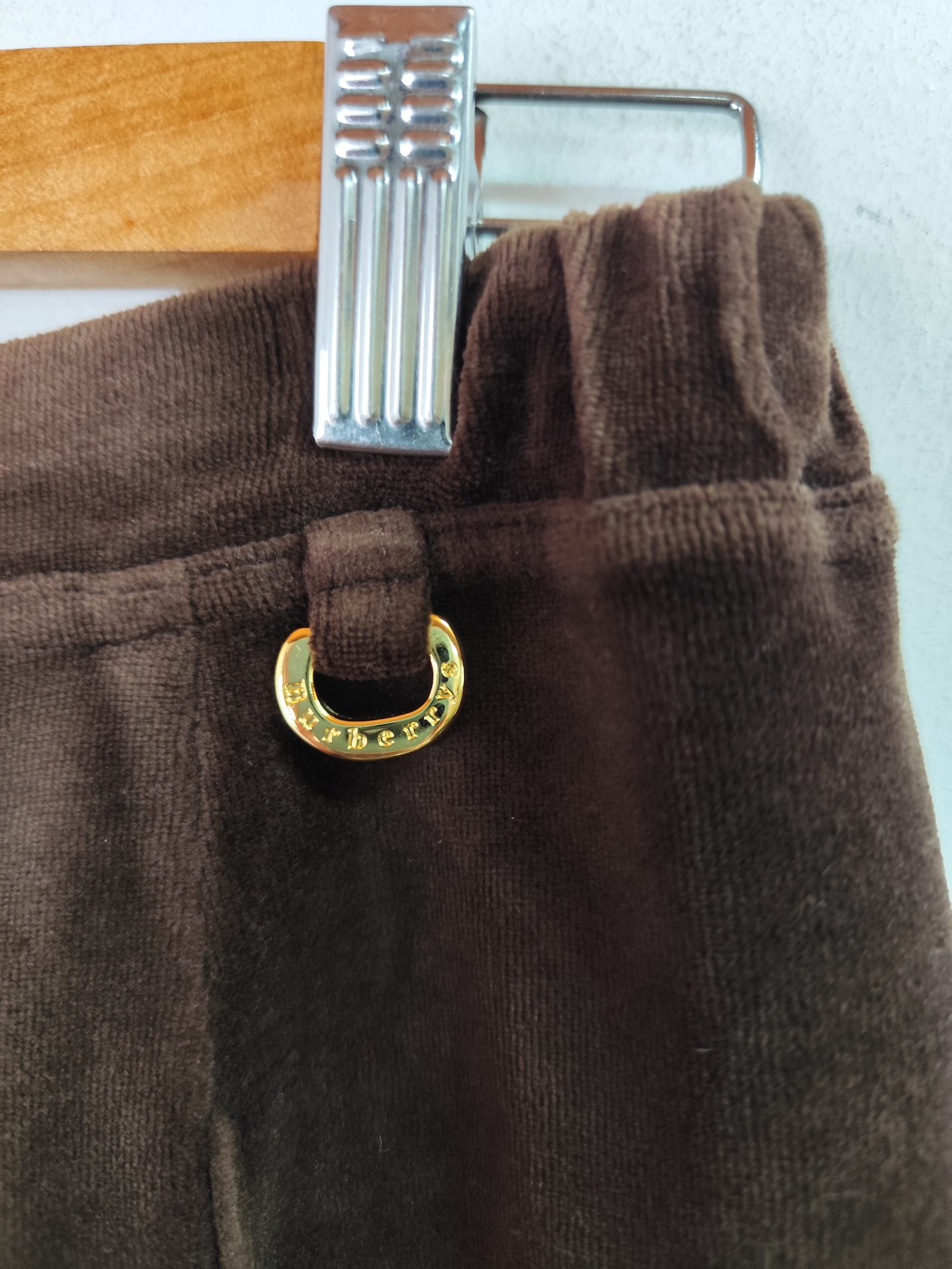 Burberrys vintage Ankle pants elastic Velvet & Dark Brown S M - Imagen 3