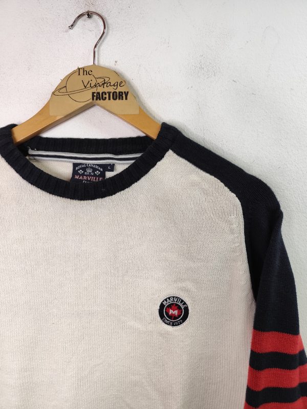 Marville Club vintage Sweater Dark blue & White & Letters M L - Imagen 2