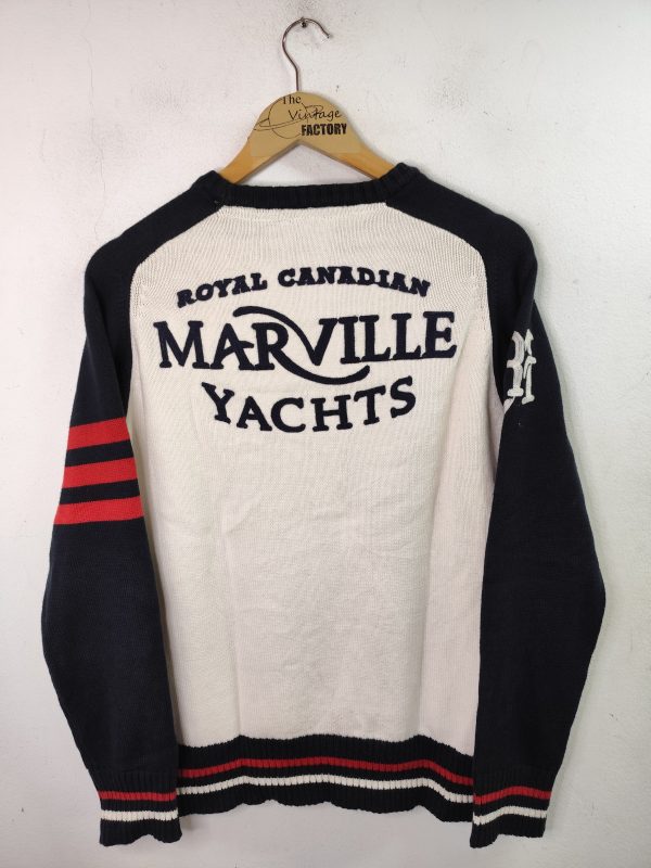 Marville Club vintage Sweater Dark blue & White & Letters M L - Imagen 4