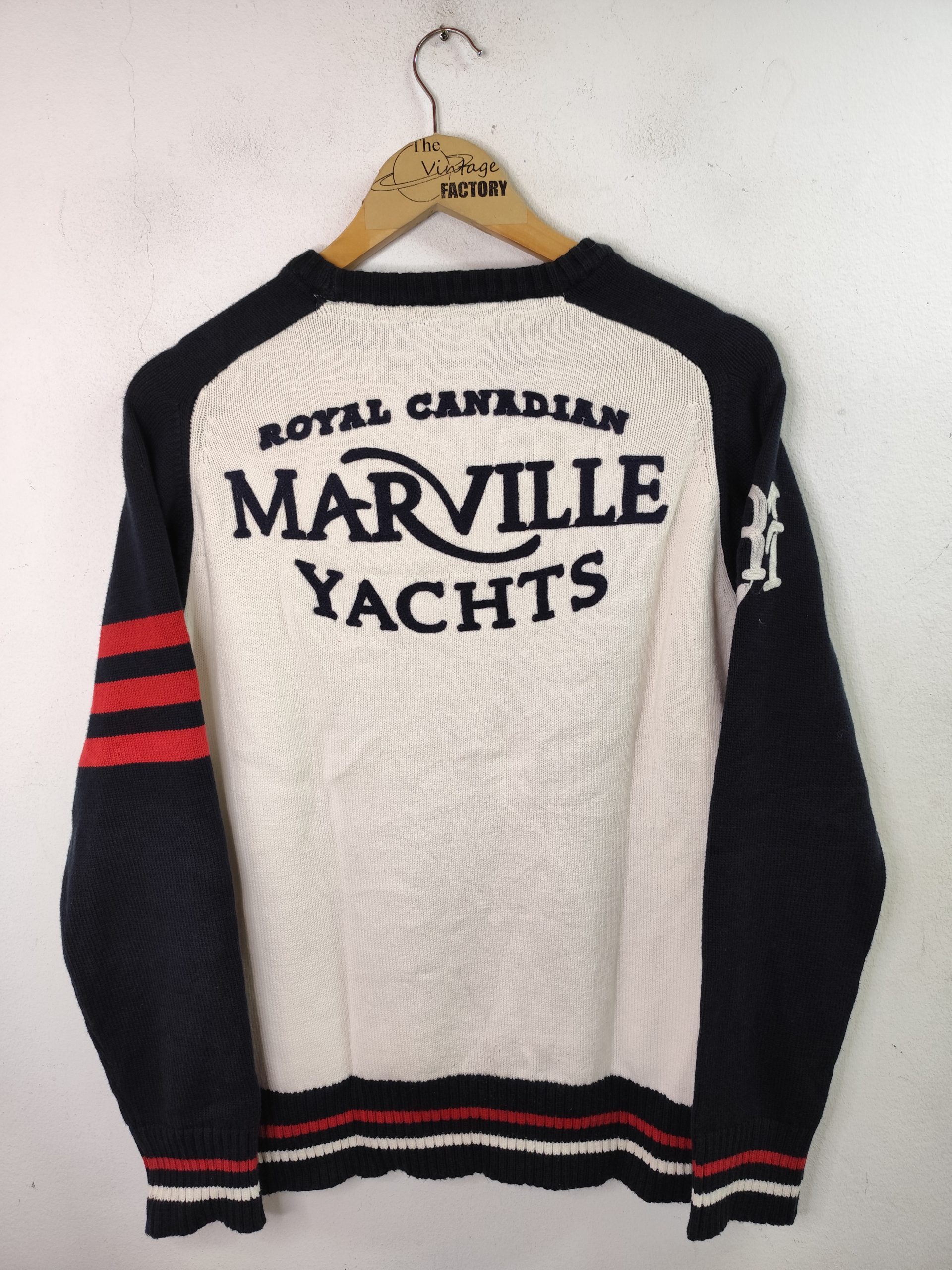 Marville Club vintage Sweater Dark blue & White & Letters M L - Imagen 4