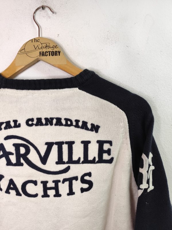 Marville Club vintage Sweater Dark blue & White & Letters M L - Imagen 5