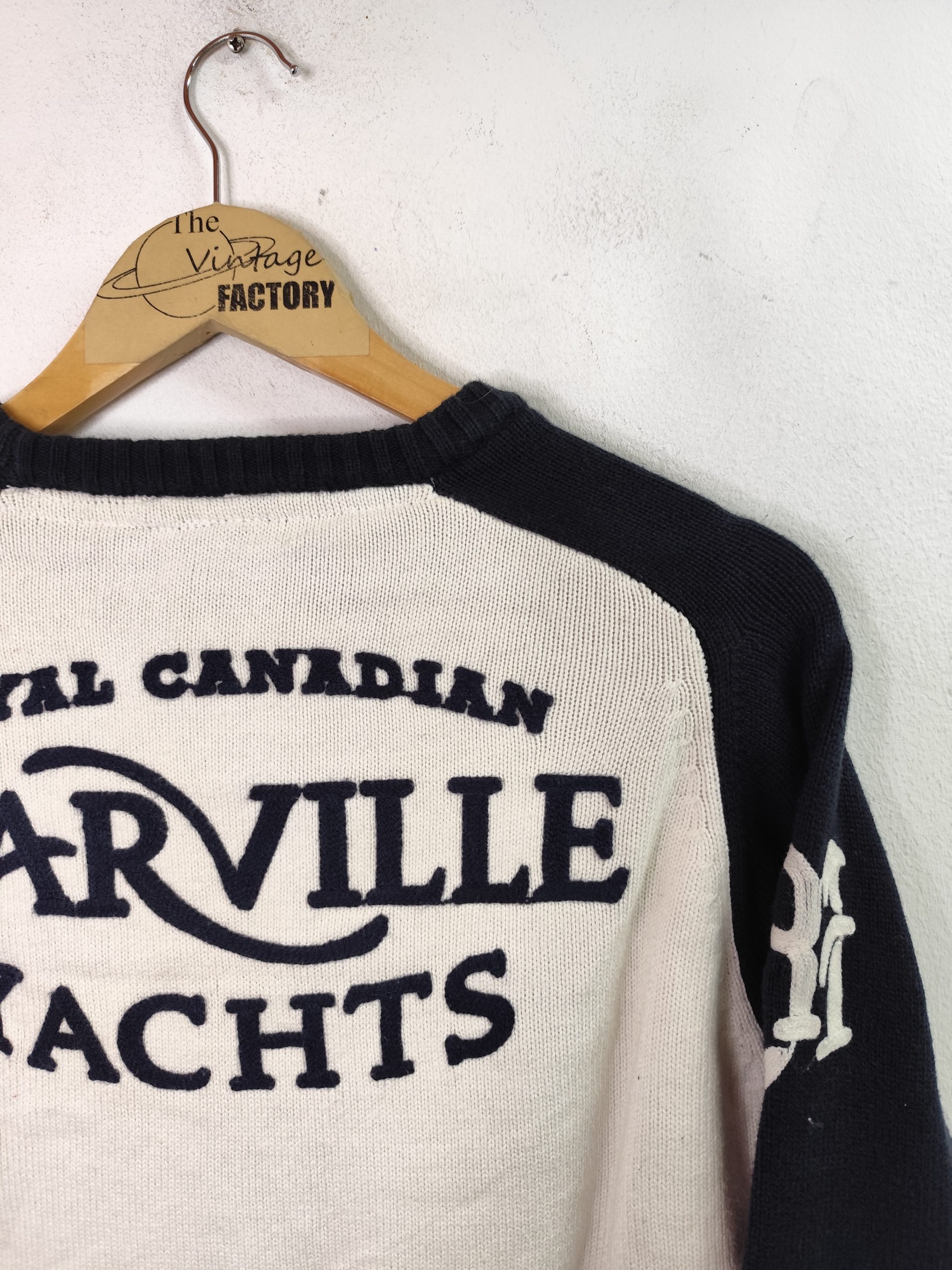 Marville Club vintage Sweater Dark blue & White & Letters M L - Imagen 5