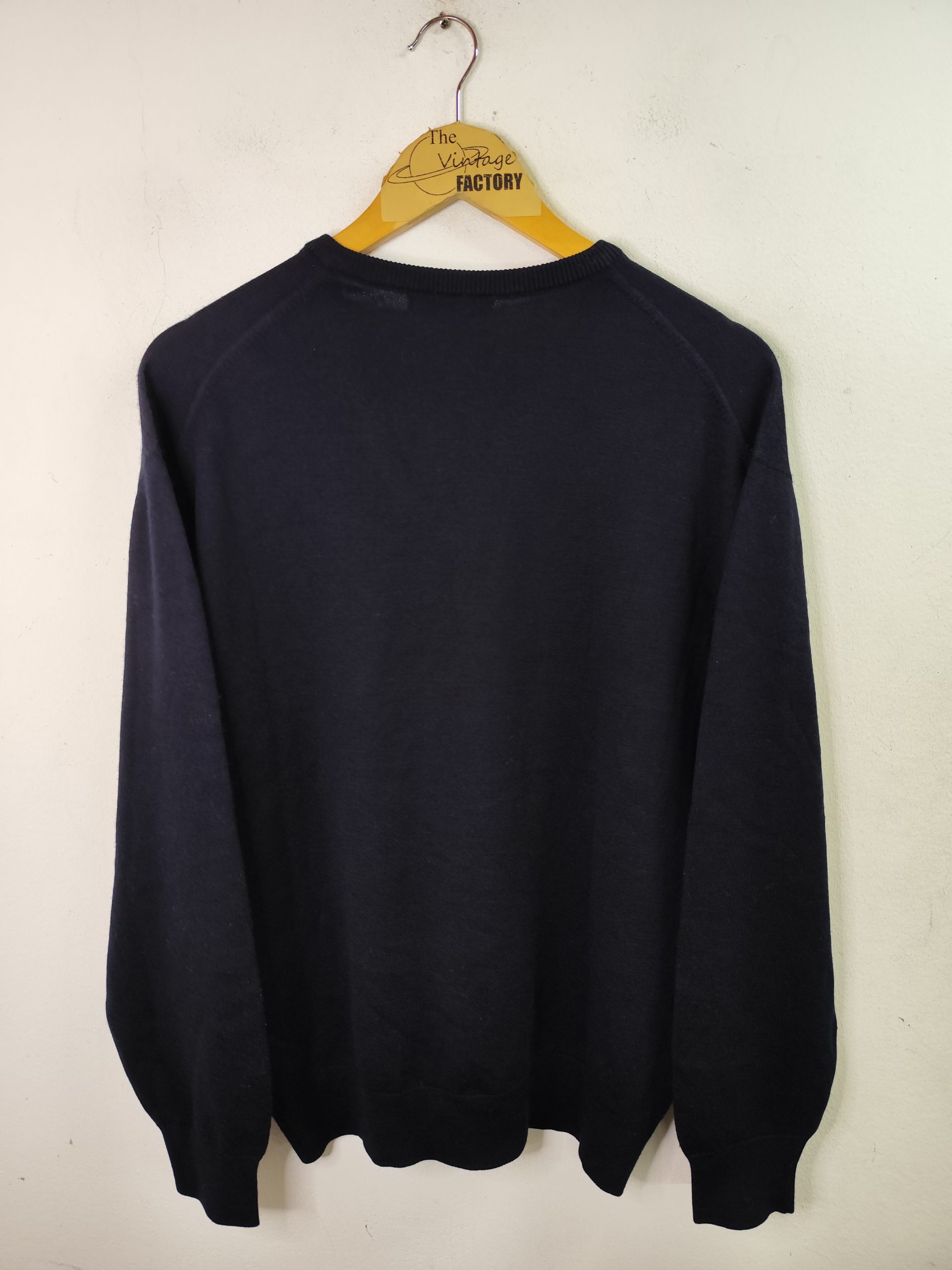 Emidio Tucci Knitted sweater Virgin wool V-neck & Dark blue XXL - Imagen 3