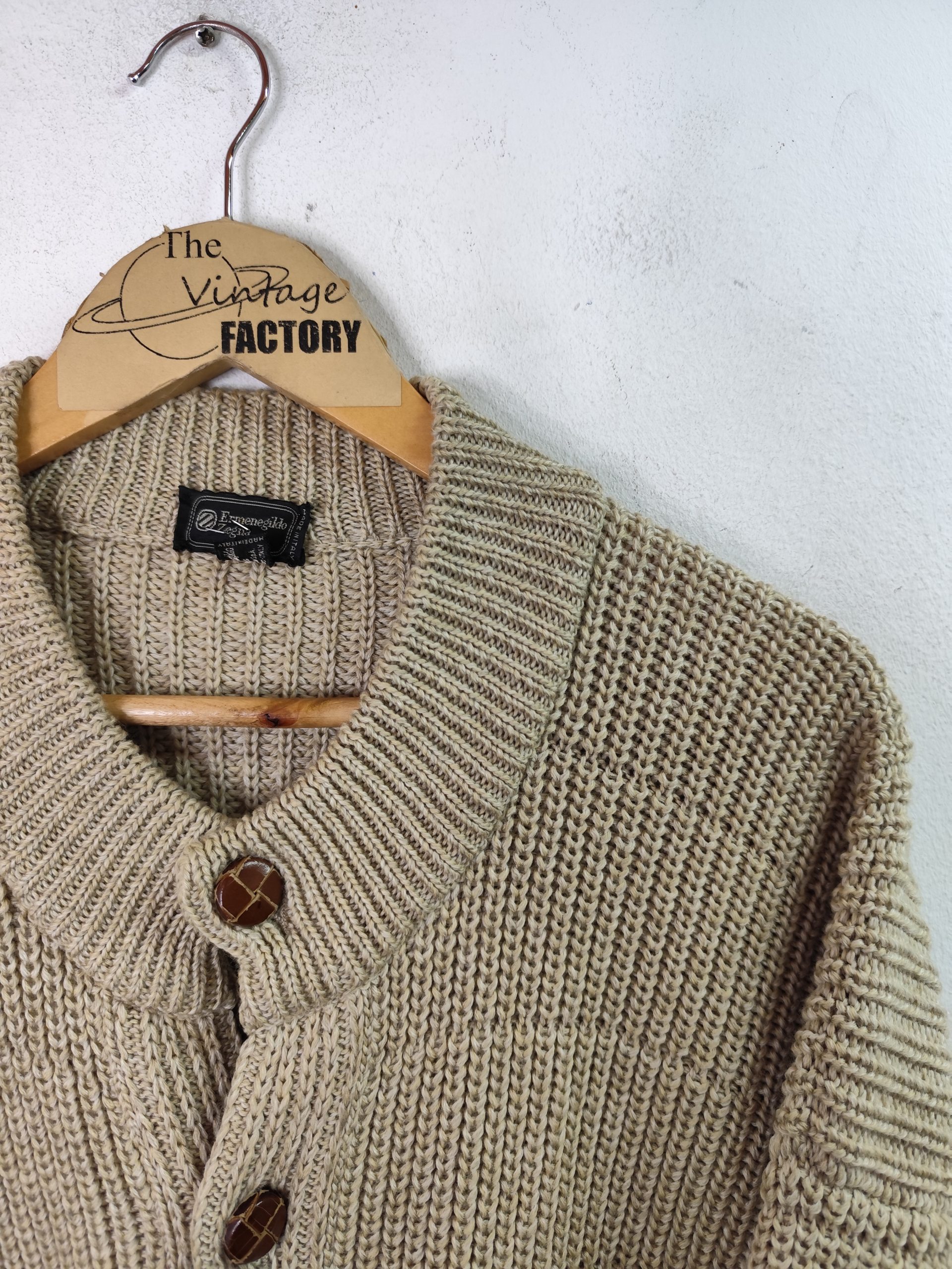 Ermenegildo Zegna Knitted cardigan vintage Wool & Beige XL XXL - Imagen 2