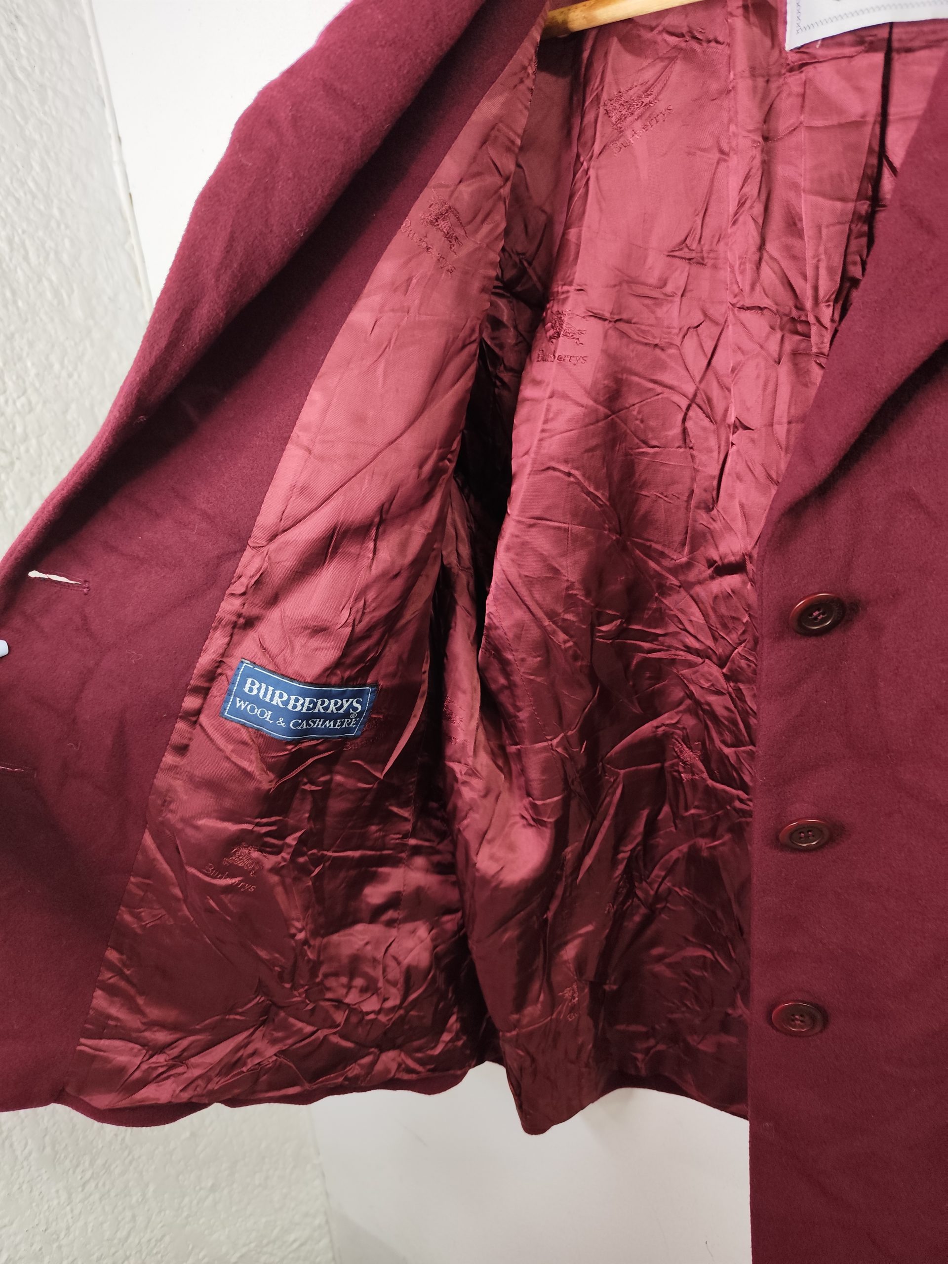 Burberrys Vintage Blazer Wool & Cashmere Velvet Bordeaux XXL XXXL - Imagen 6