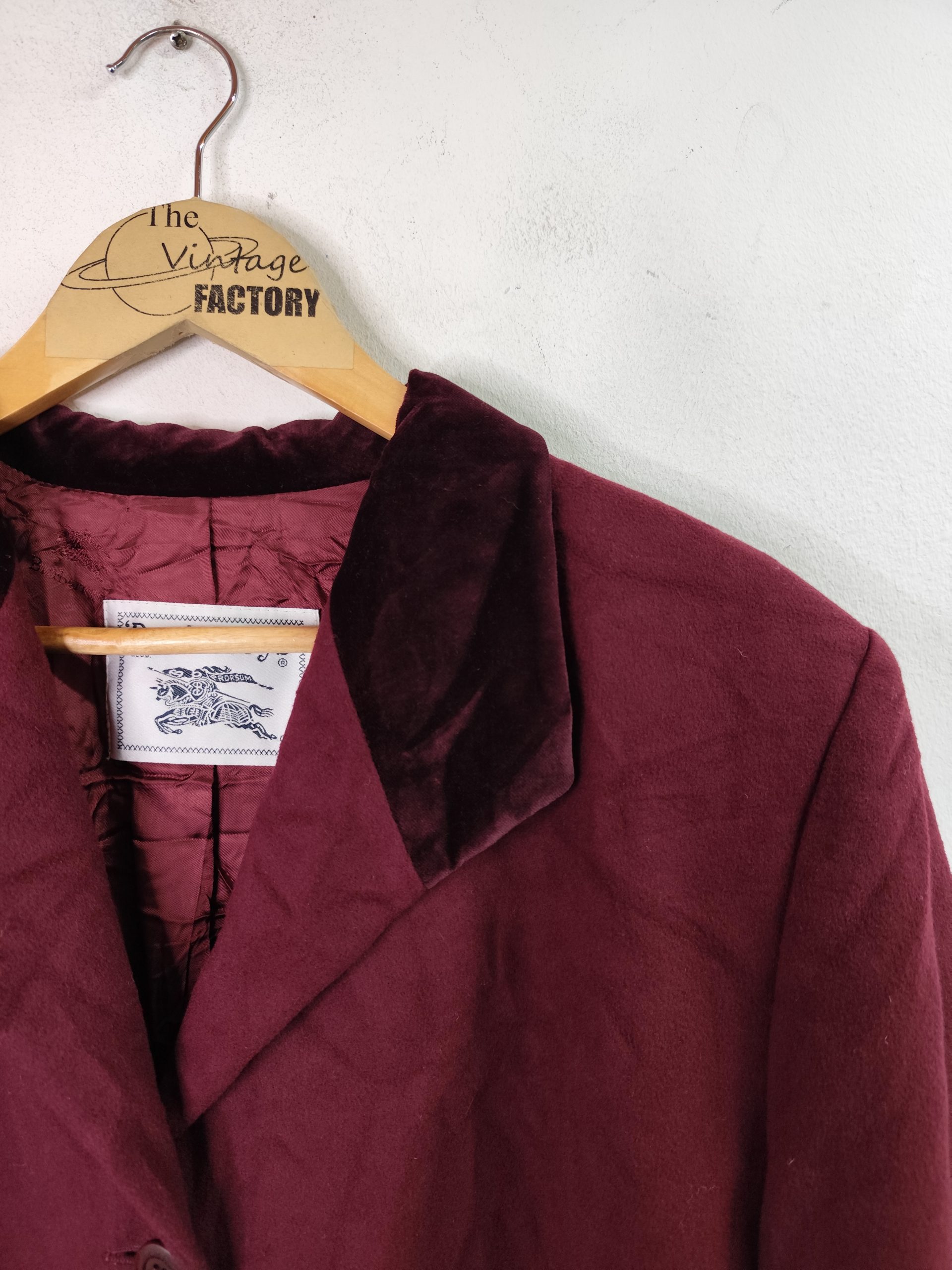 Burberrys Vintage Blazer Wool & Cashmere Velvet Bordeaux XXL XXXL - Imagen 2