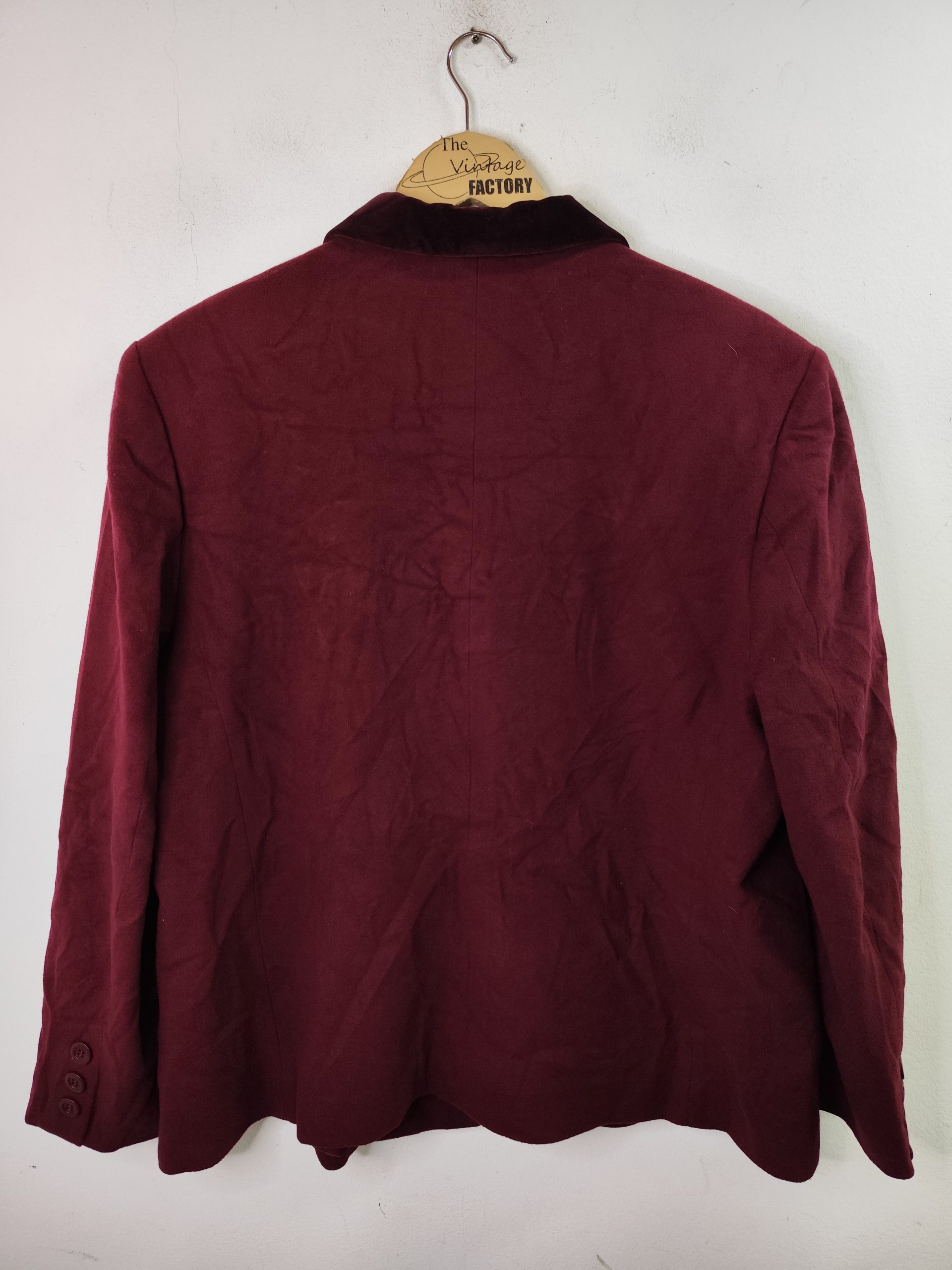 Burberrys Vintage Blazer Wool & Cashmere Velvet Bordeaux XXL XXXL - Imagen 5