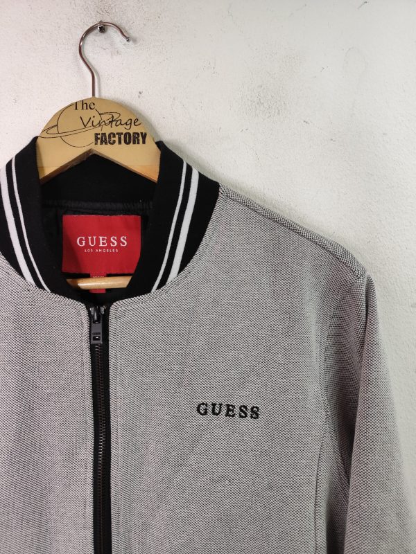 Guess Vintage 00s Y2K Sport Jacket Light Gray & Zipper S M - Imagen 2