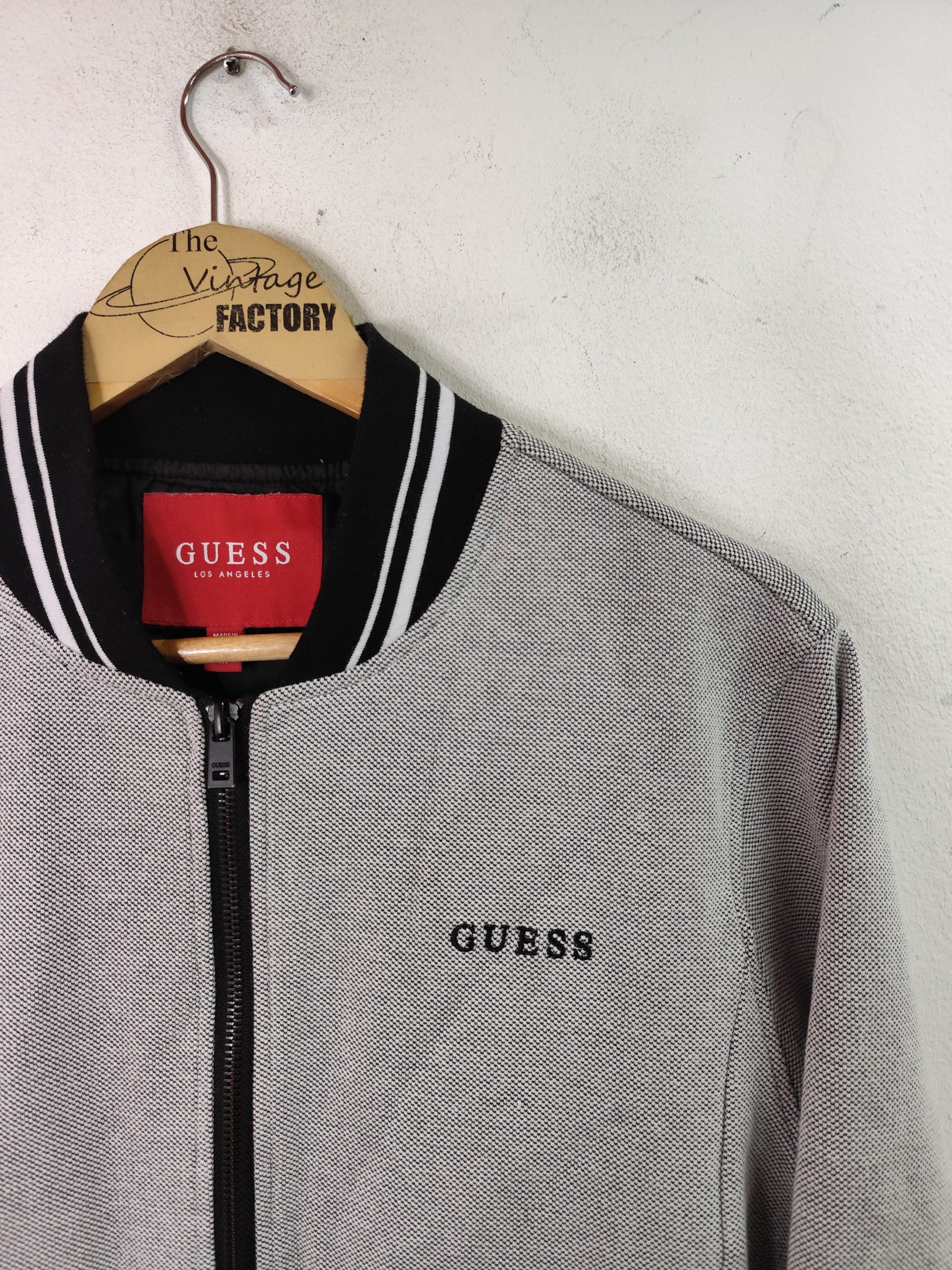 Guess Vintage 00s Y2K Sport Jacket Light Gray & Zipper S M - Imagen 2