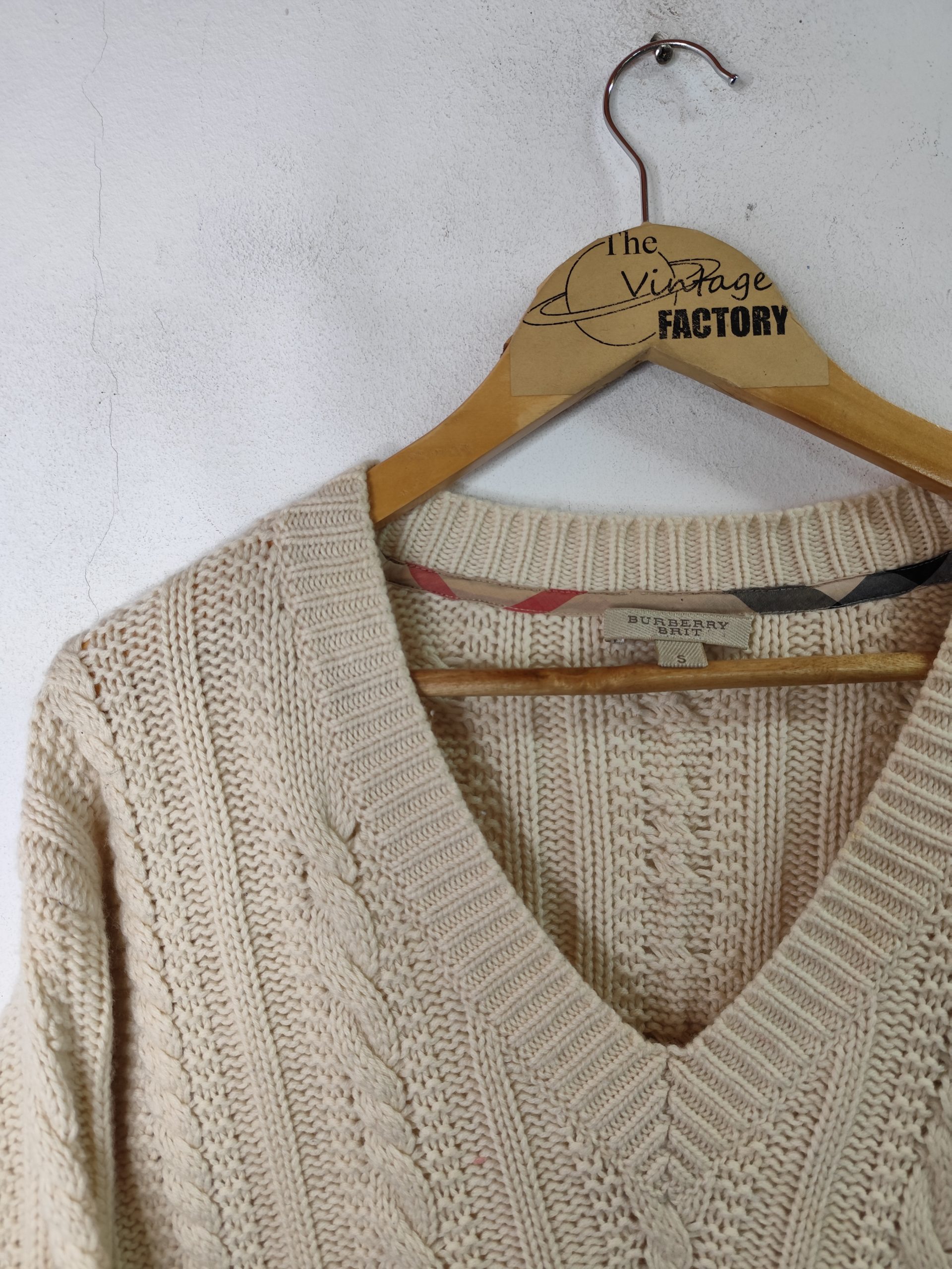 Burberry Brit Knitted Dress Wool & Cashmere Cream White Oversized L - Imagen 2