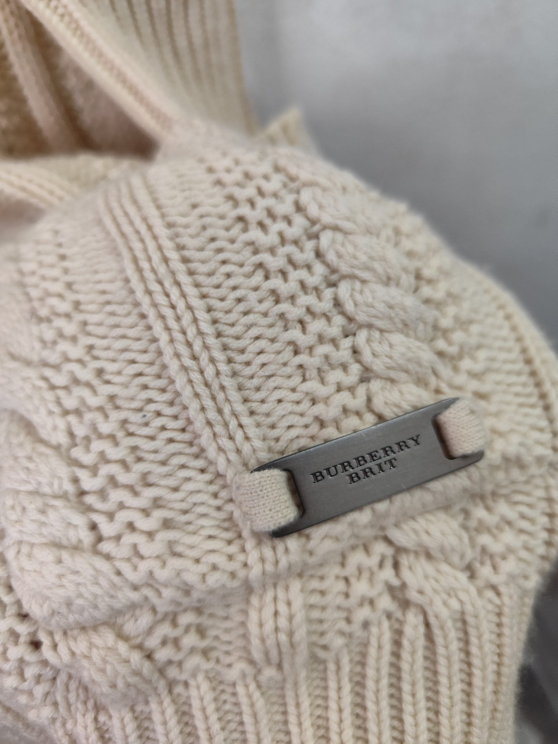 Burberry Brit Knitted Dress Wool & Cashmere Cream White Oversized L - Imagen 4