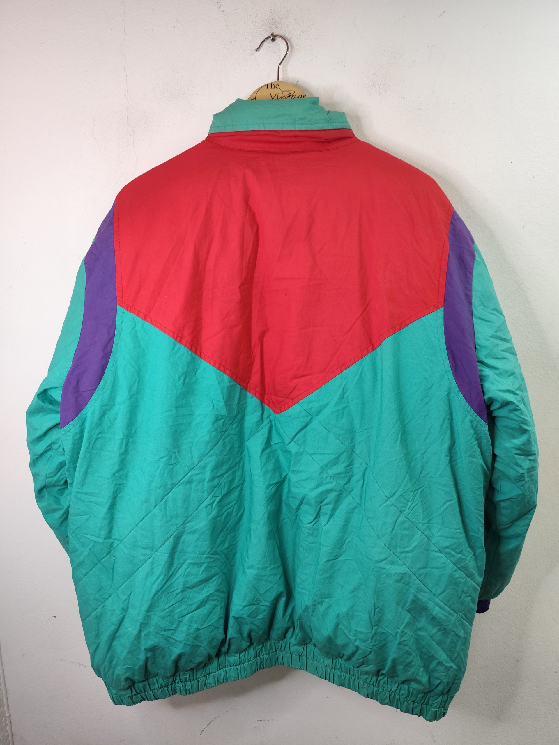 Down Anorak vintage 80s Reversible Aqua blue & Violet XL XXL - Imagen 2
