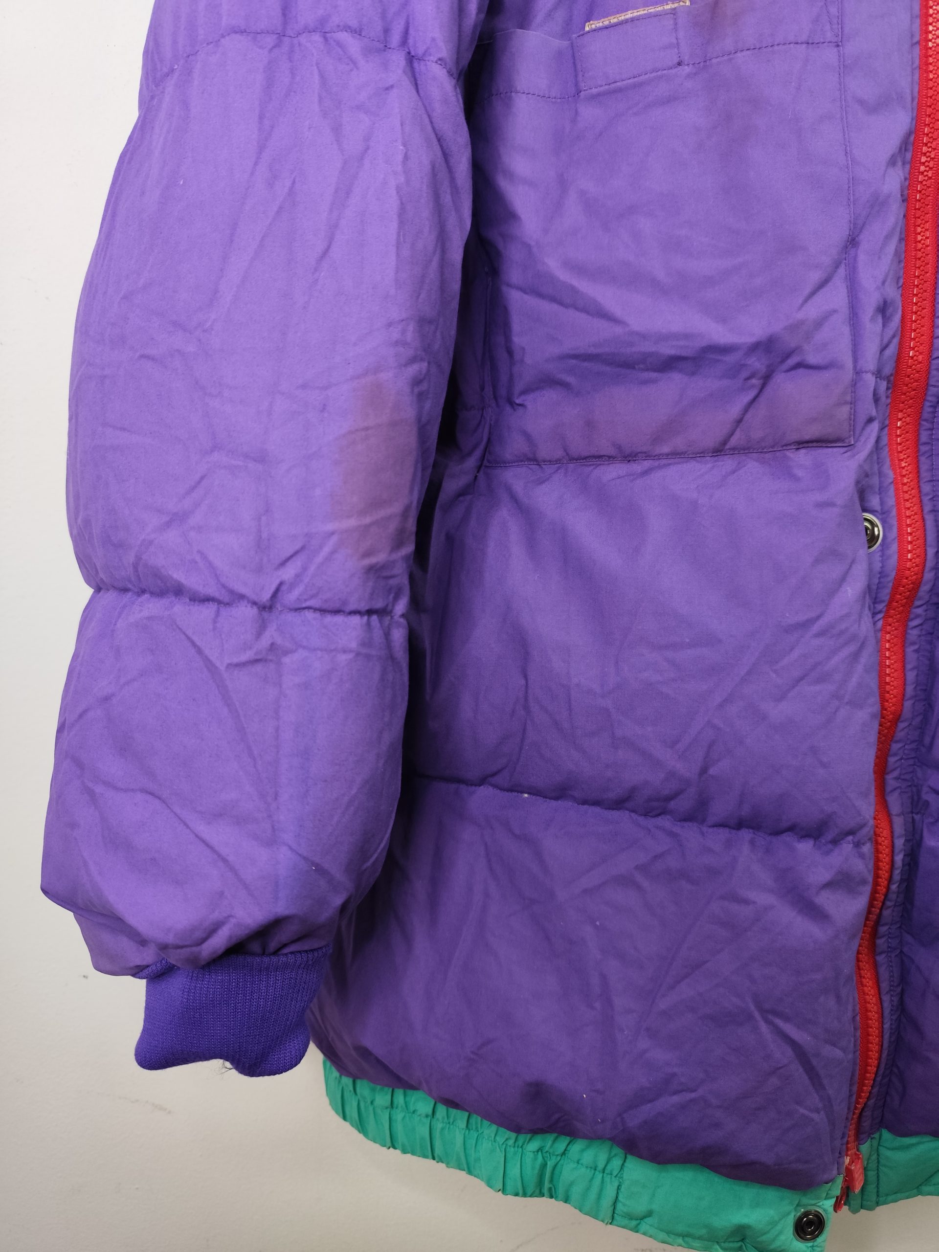 Down Anorak vintage 80s Reversible Aqua blue & Violet XL XXL - Imagen 6