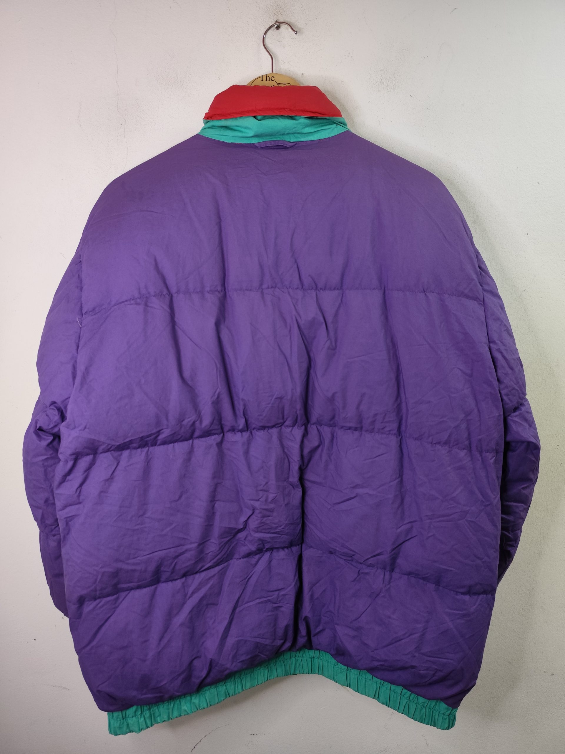 Down Anorak vintage 80s Reversible Aqua blue & Violet XL XXL - Imagen 5