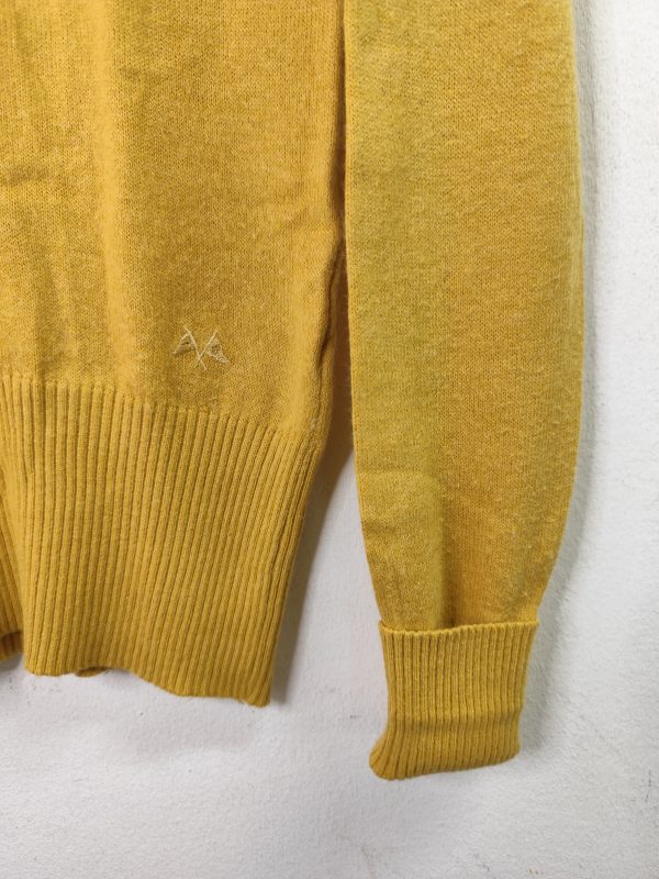 Thomas Burberry vintage Knitted sweater Mustard Yellow & Round neck S M - Imagen 3