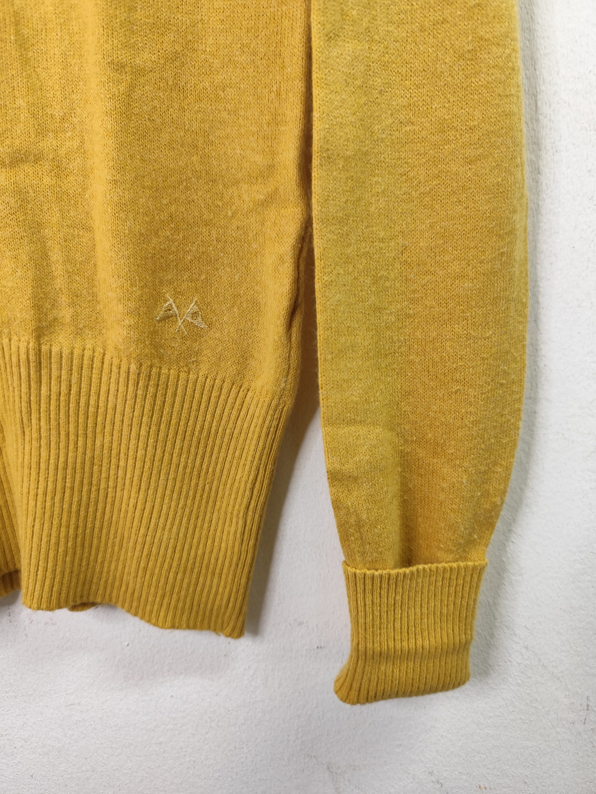 Thomas Burberry vintage Knitted sweater Mustard Yellow & Round neck S M - Imagen 3