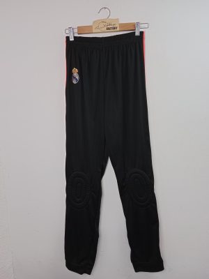 Real Madrid Track Football Pants Black & Embroided Logo XS S