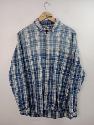 Tommy Hilfiger camisa azul y blanca a cuadros M L