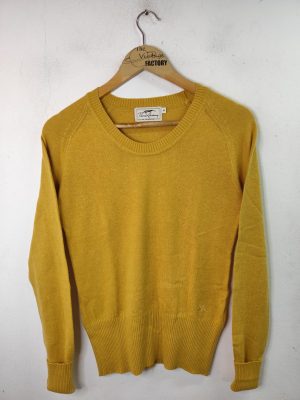 Thomas Burberry vintage Knitted sweater Mustard Yellow & Round neck S M