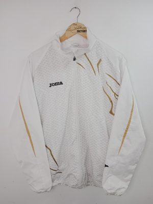 Joma Windbreaker Jacket White & Gold Zipper M L