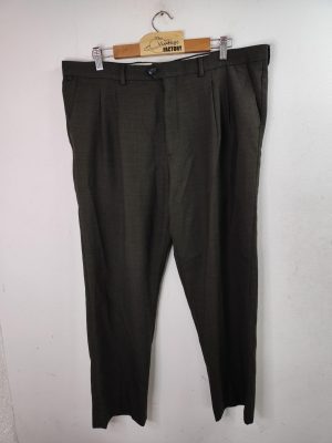 Lacoste Pleated Pants Wool Dark Khaki Green 50 XXL
