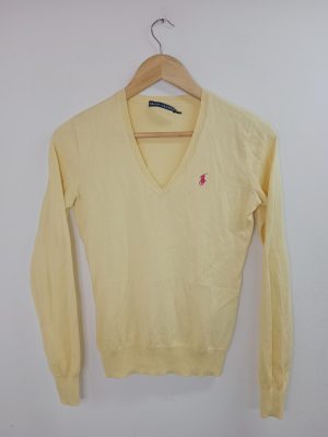Polo Ralph Lauren Knitted Sweater V-Neck Pale Yellow S M