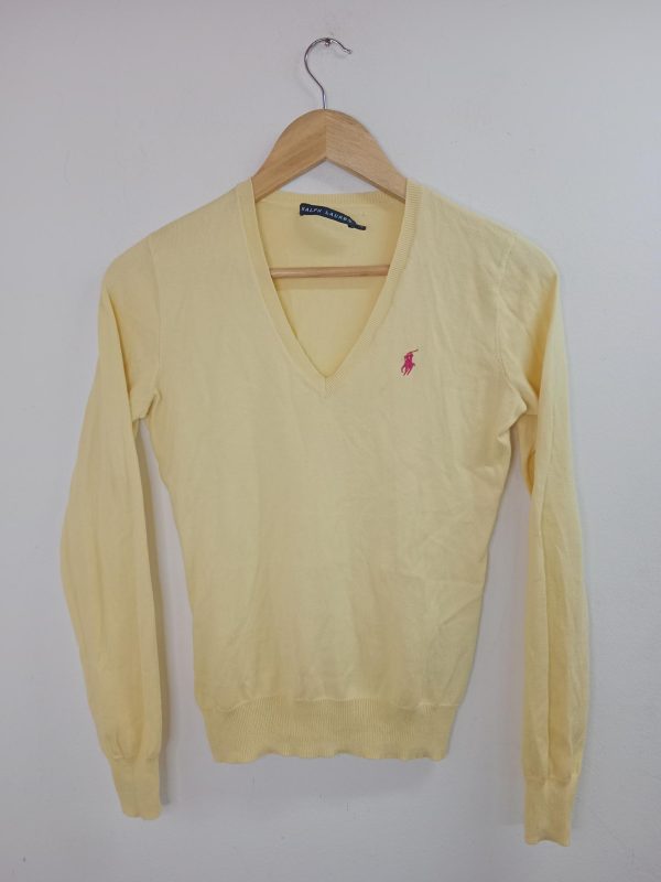 Polo Ralph Lauren Knitted Sweater V-Neck Pale Yellow S M