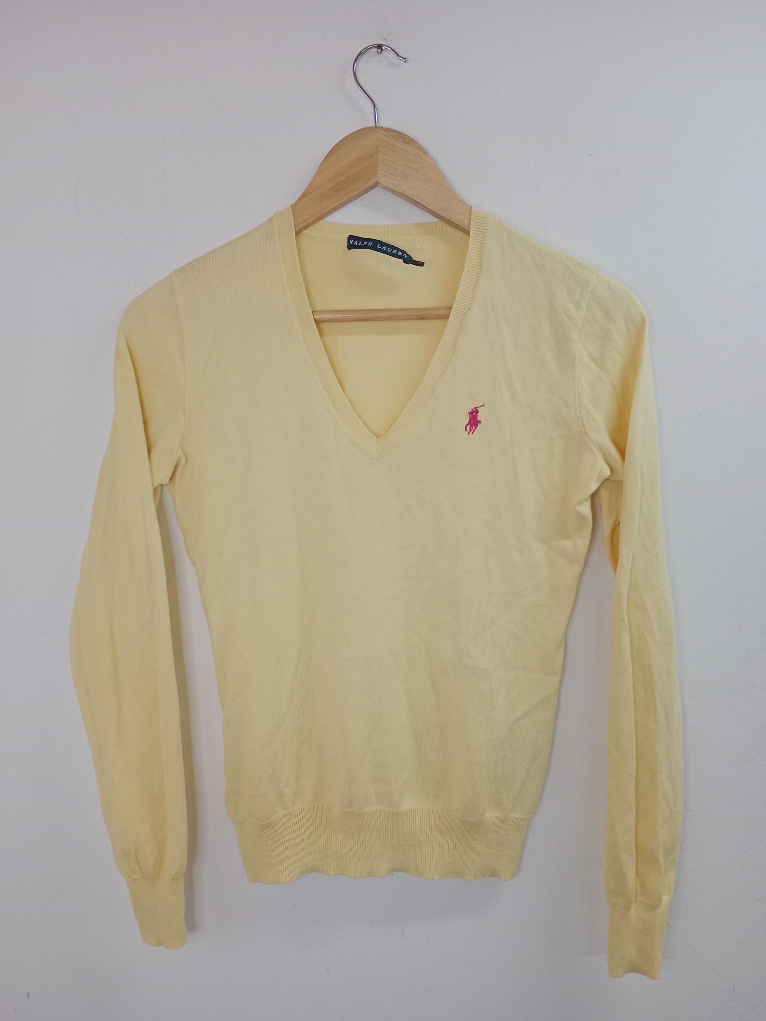 Polo Ralph Lauren Knitted Sweater V-Neck Pale Yellow S M