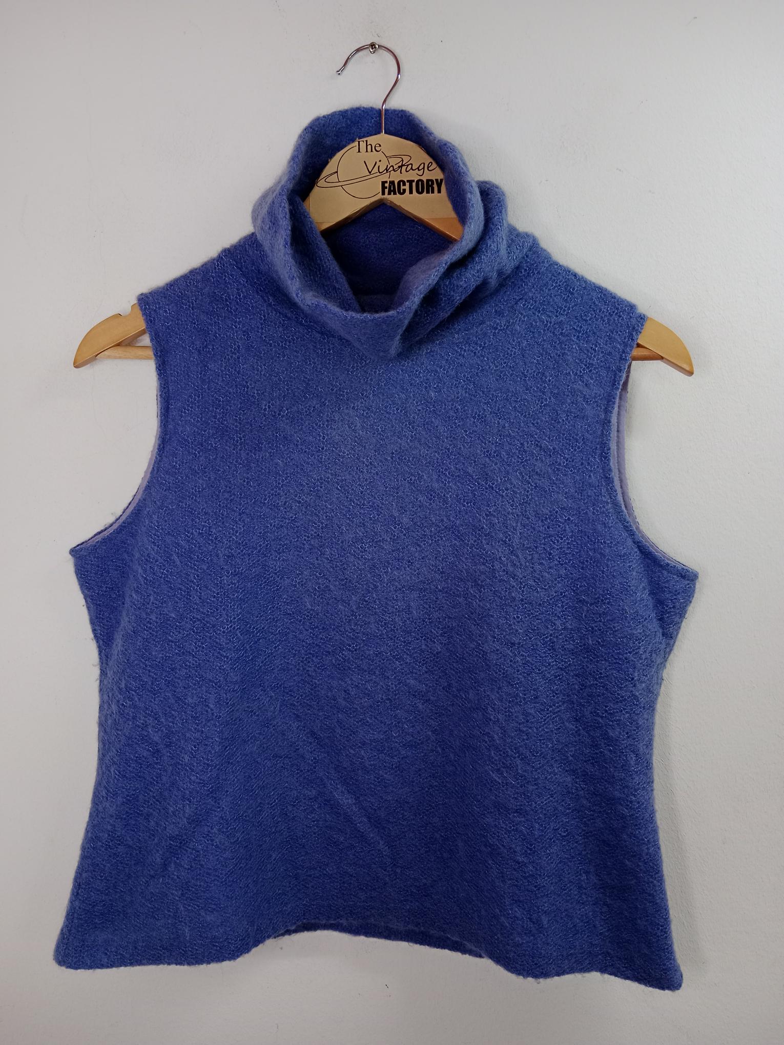 Caramelo Vintage Mohair Tank Sweater Turtleneck Blue L