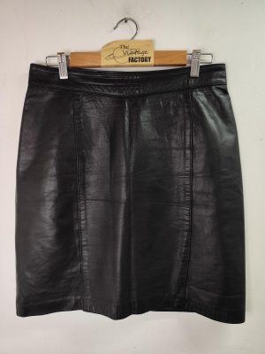 Joan Leather Skirt Vintage Black & Short L