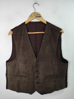 Suede vest vintage Dark brown & Buttons L