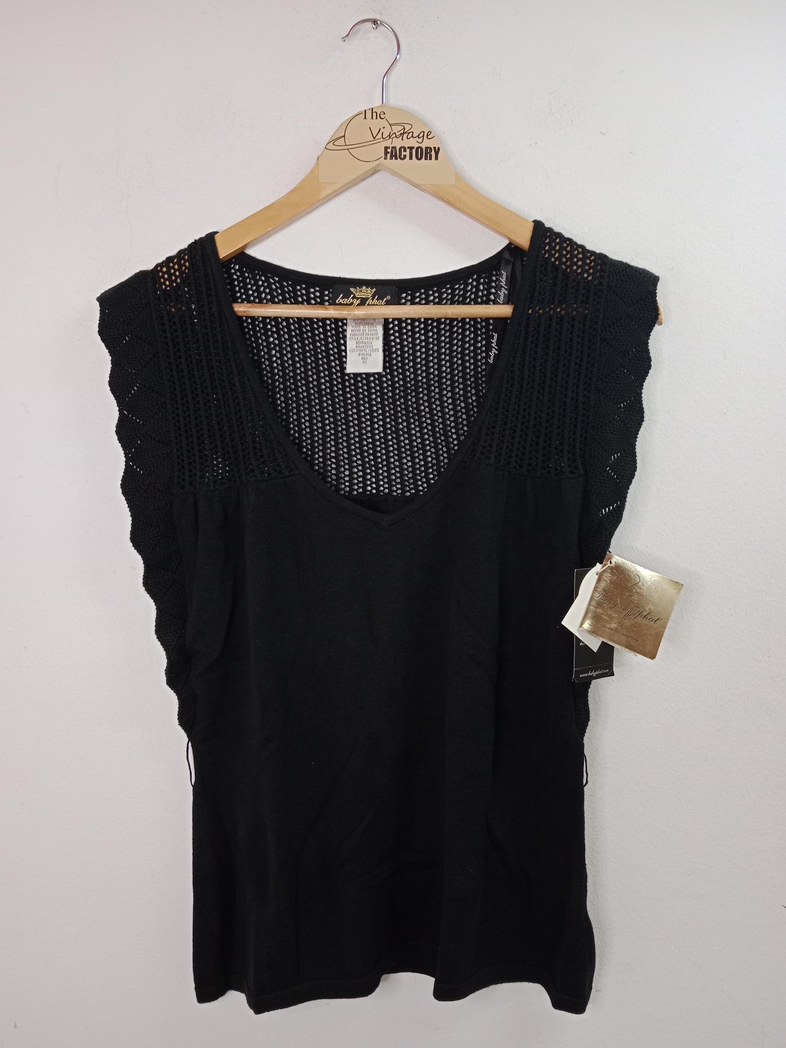 Baby Phat Vintage Y2K Knitted Tank Sweater Black NEW S