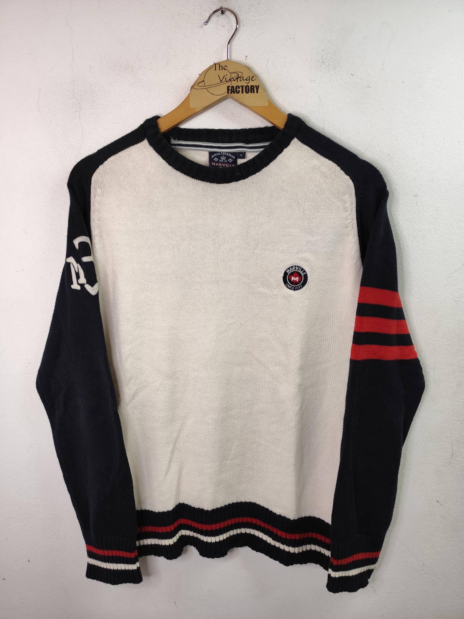 Marville Club vintage Sweater Dark blue & White & Letters M L