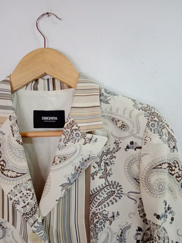 Javier Simorra blazer beige & vintage print M - Imagen 2
