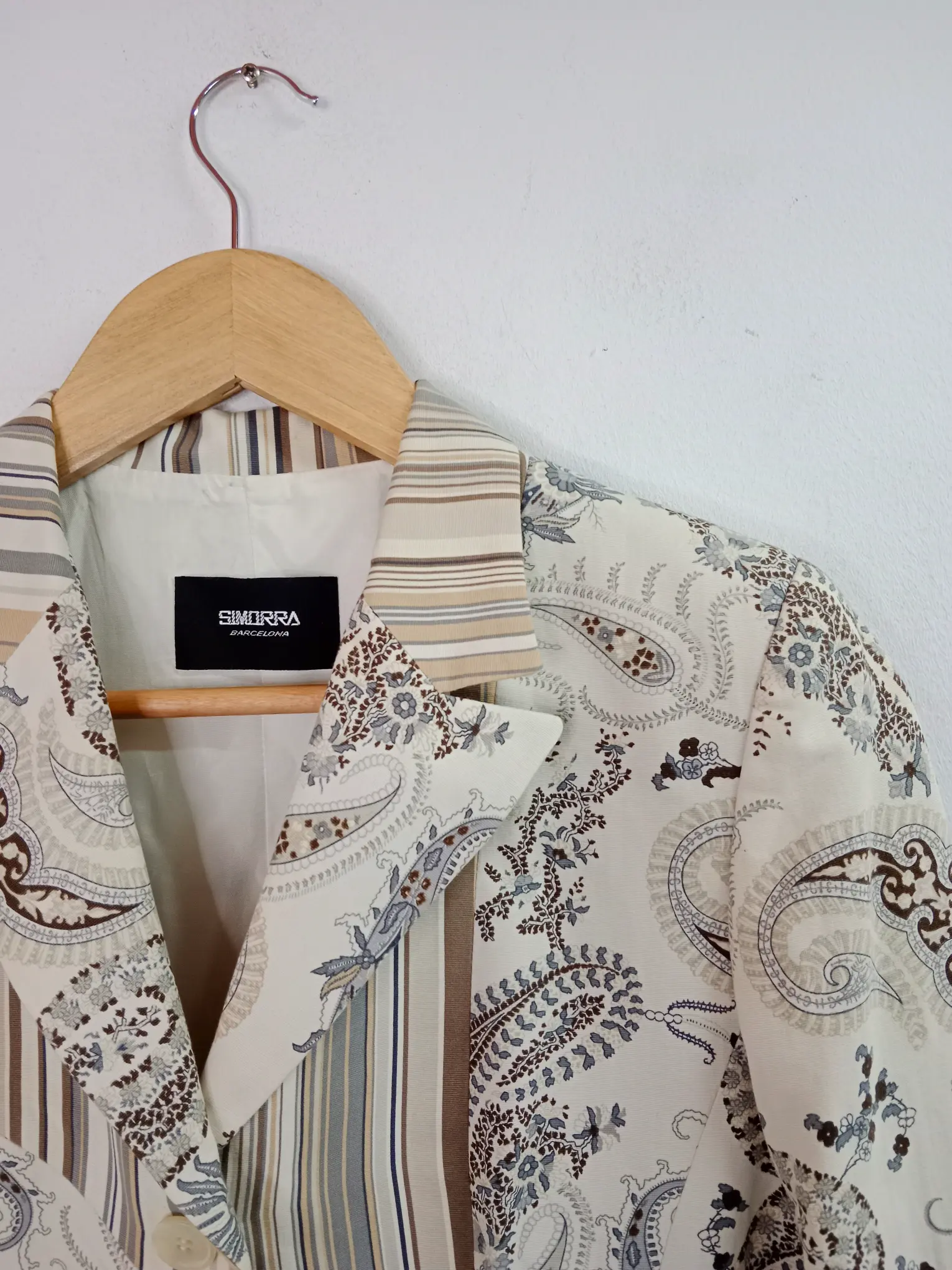 Javier Simorra blazer beige & vintage print M - Imagen 2