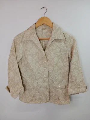 Vintage blazer beige & flowers 3/4 sleeve M
