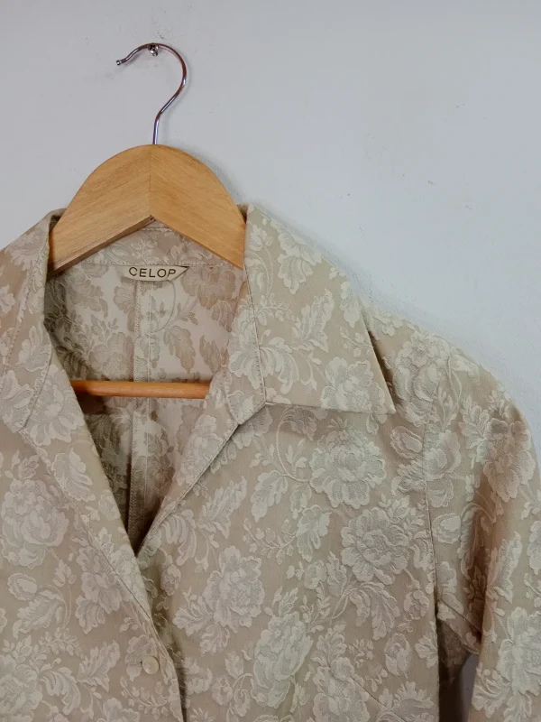 Vintage blazer beige & flowers 3/4 sleeve M - Imagen 2