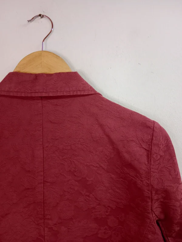 Vintage blazer bordeaux & flowers 3/4 sleeve M - Imagen 4