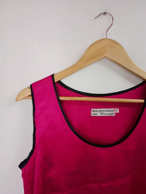 Balenciaga vintage tank top fuchsia and black L - Imagen 2