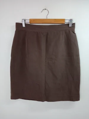 Falda de lino marrón corta vintage 90s M L